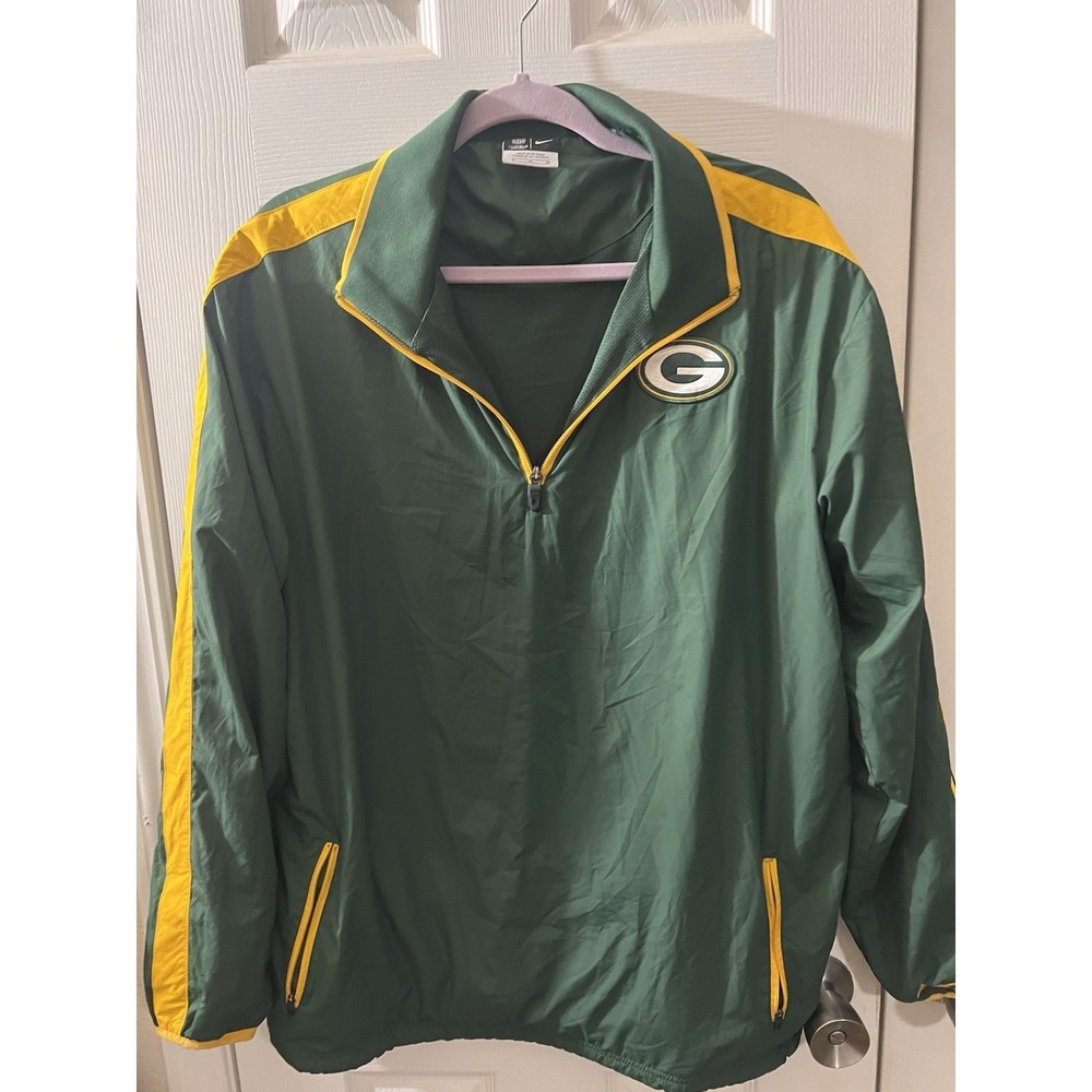 Green Bay Packers Nfl Branded 1/4 Zip Jacket Size Mens Medium Made In China